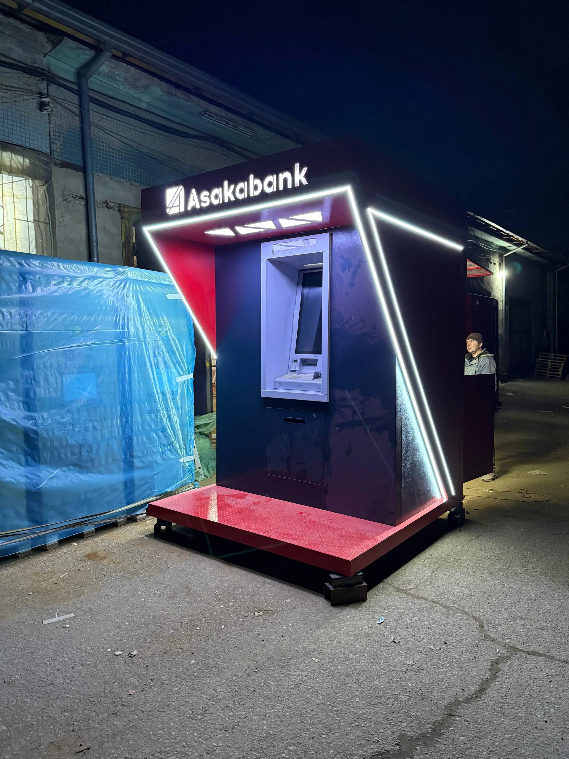 LED-framed ATM booth — Photograph of completed work