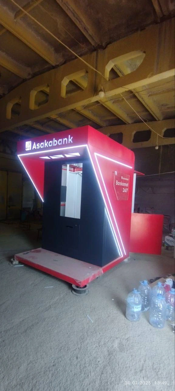 LED-framed ATM booth, view 3